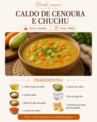 Caldo de cenoura e chuchu — ingredientes