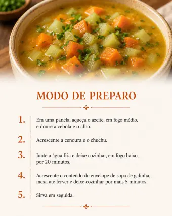 Caldo de cenoura e chuchu — modo de preparo