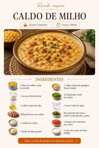 Caldo de milho — ingredientes