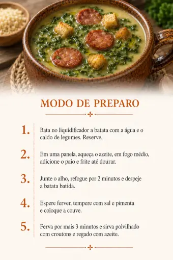 Caldo verde — modo de preparo