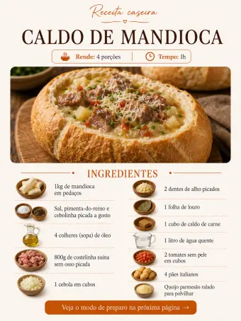 Caldo de mandioca — ingredientes