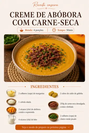 Creme de abóbora com carne-seca — ingredientes