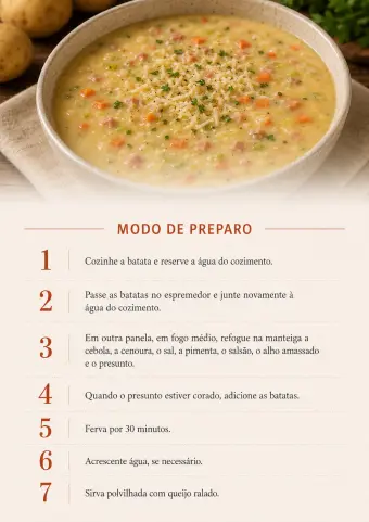 Caldinho de batata — modo de preparo