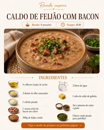 Caldo de feijão com bacon — ingredientes