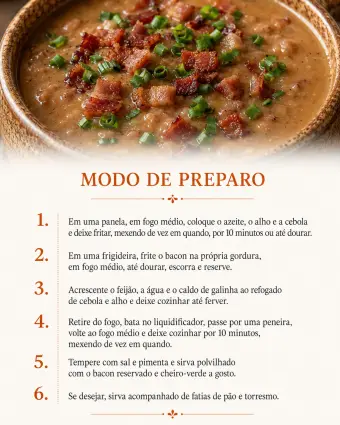 Caldo de feijão com bacon — modo de preparo