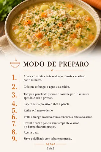 Canja diferente — modo de preparo