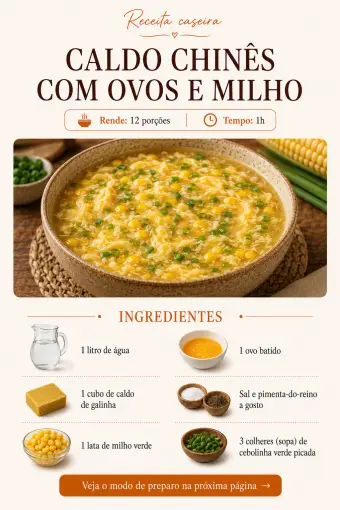 Caldo chinês com ovos e milho — ingredientes