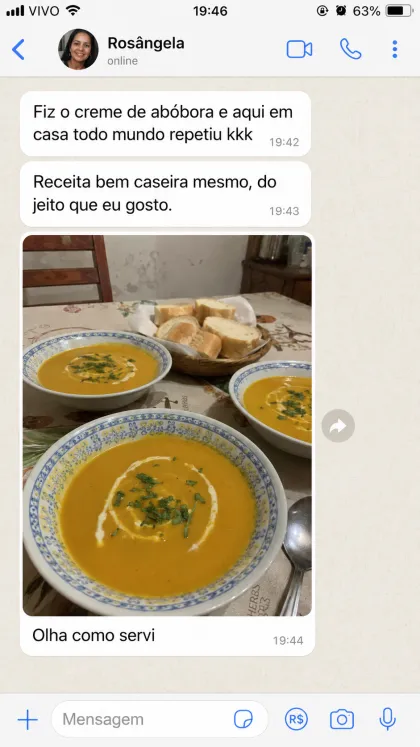 Depoimento de cliente no WhatsApp