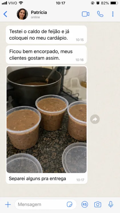 Depoimento de cliente no WhatsApp