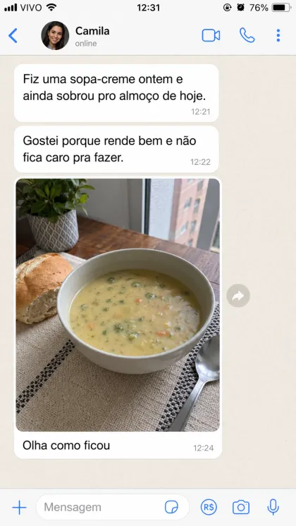 Depoimento de cliente no WhatsApp