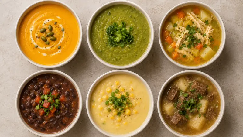 Seis sopas, caldos e cremes variados do guia